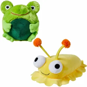 2 Pack, 12" Slug   6" Frog Squeaky Plush Dog Chew Toy for Puppies, Durable Dog Interactive Toys