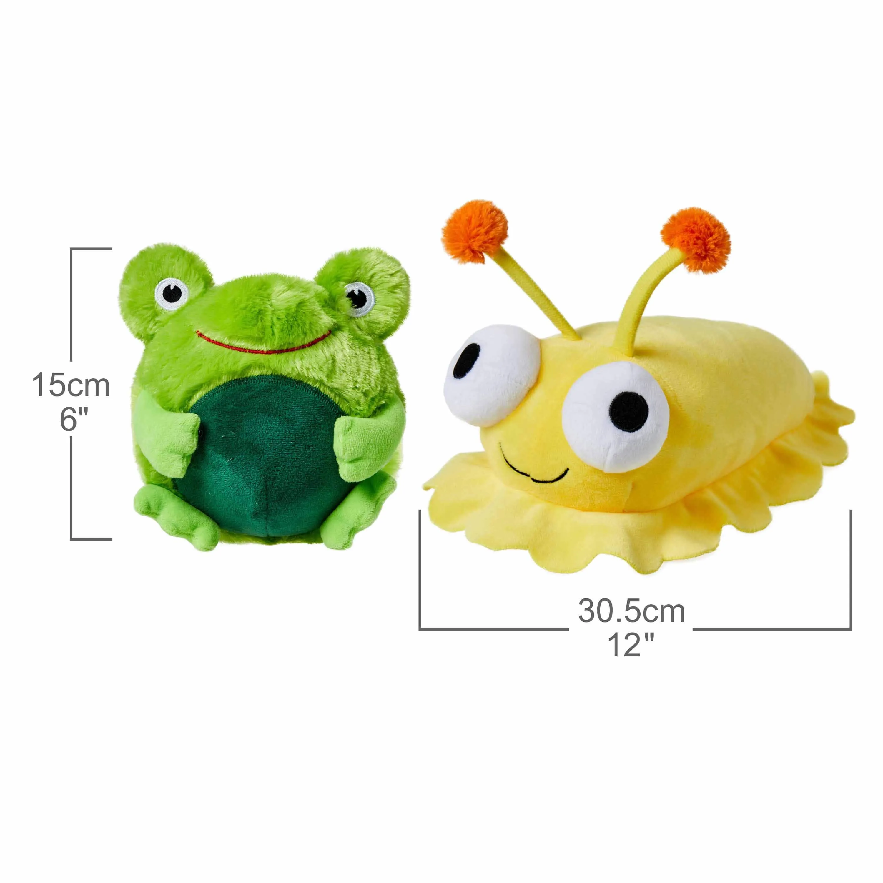 2 Pack, 12" Slug   6" Frog Squeaky Plush Dog Chew Toy for Puppies, Durable Dog Interactive Toys