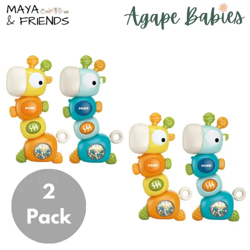 [2 Pack] Maya & Friends Giraffe Multi Stage Baby Rattle