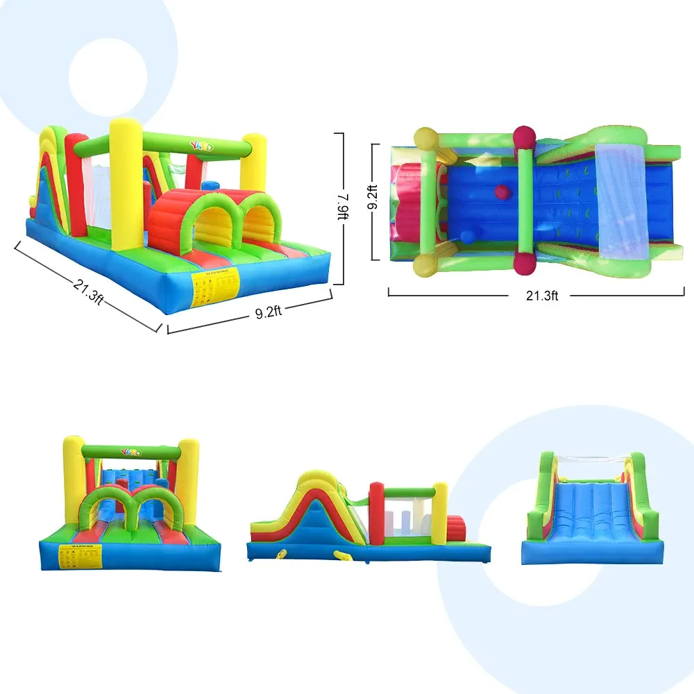 21FT Giant Inflatable Jumping Castle with Slide & Obstacle Course – Premium 6-in-1 Bounce House for Kids, Parties, & Events – Includes 950W Blower