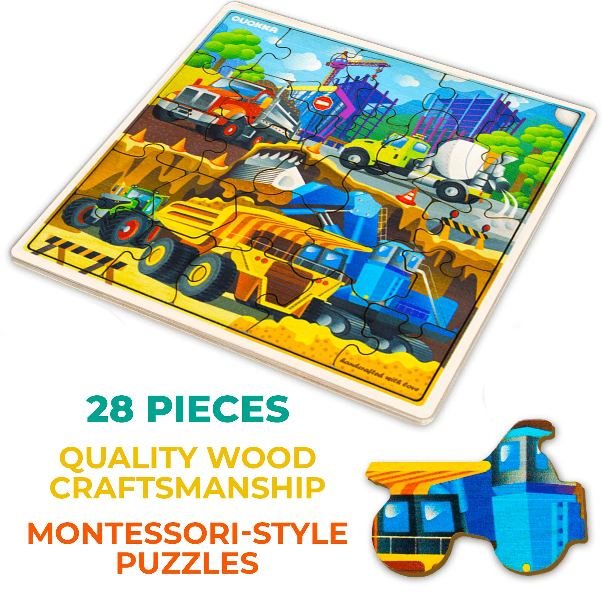 28 Pieces Wooden Puzzles for Kids | Transport