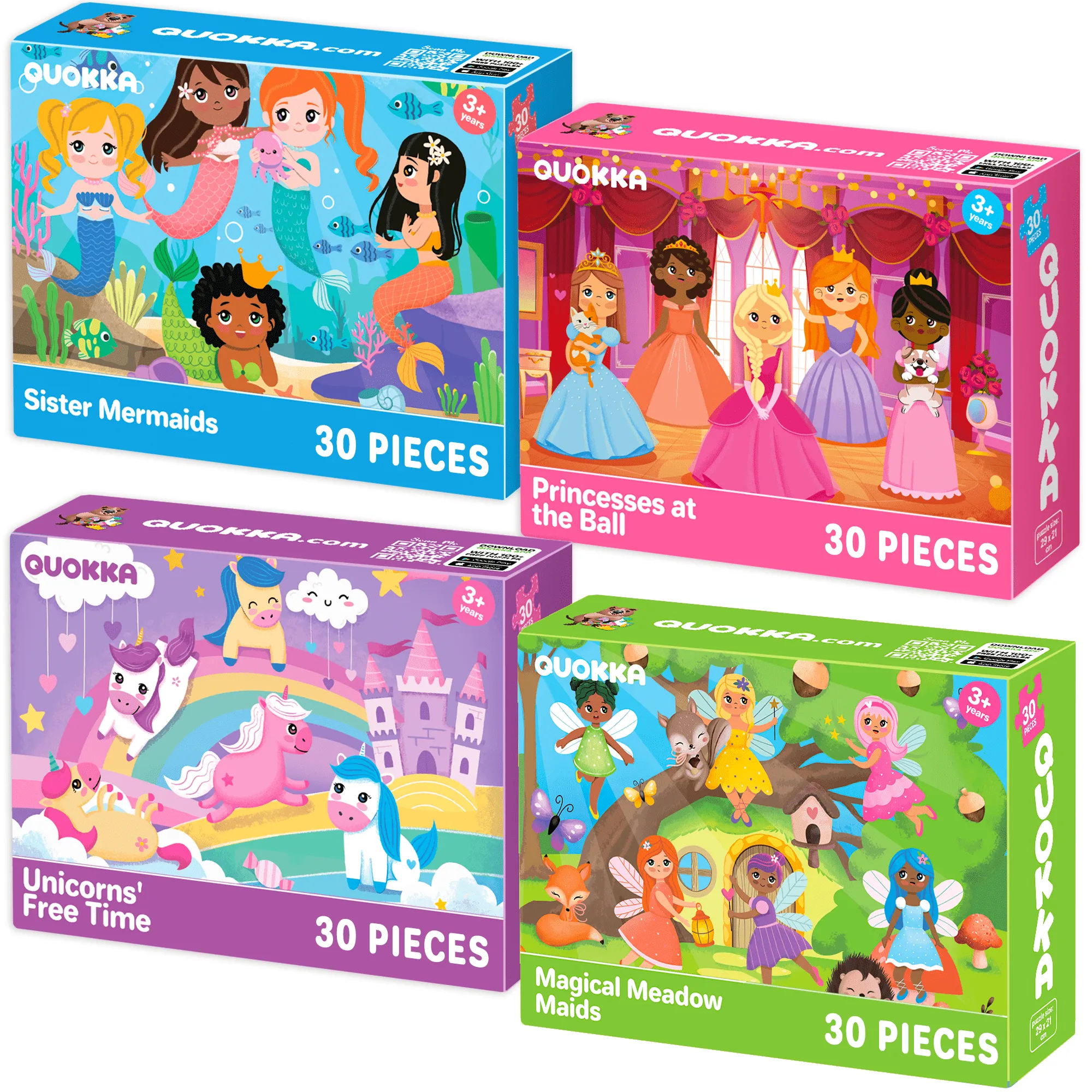 30 Pieces Puzzles for Kids | Meadow Girls, Mermaids & Princess