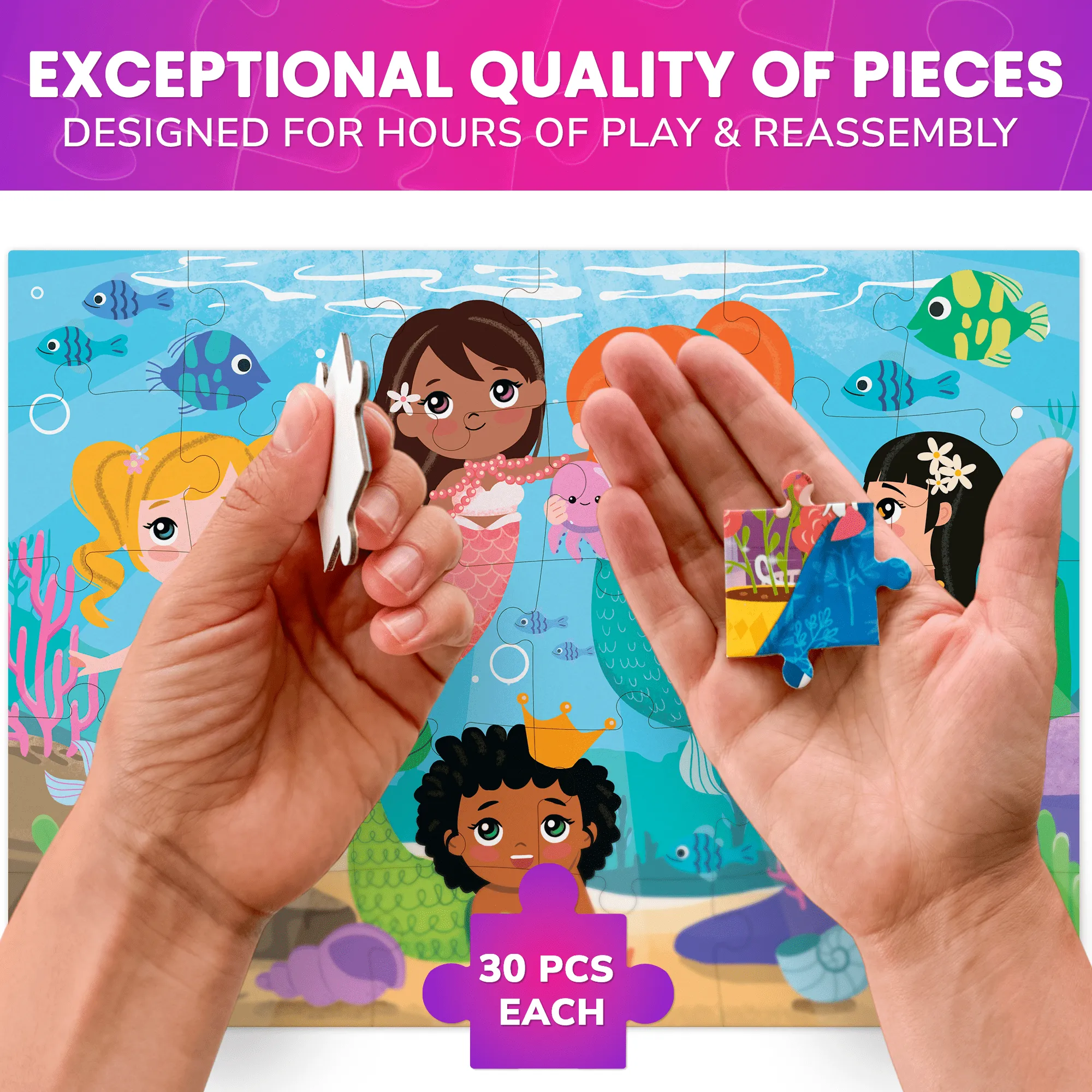 30 Pieces Puzzles for Kids | Meadow Girls, Mermaids & Princess