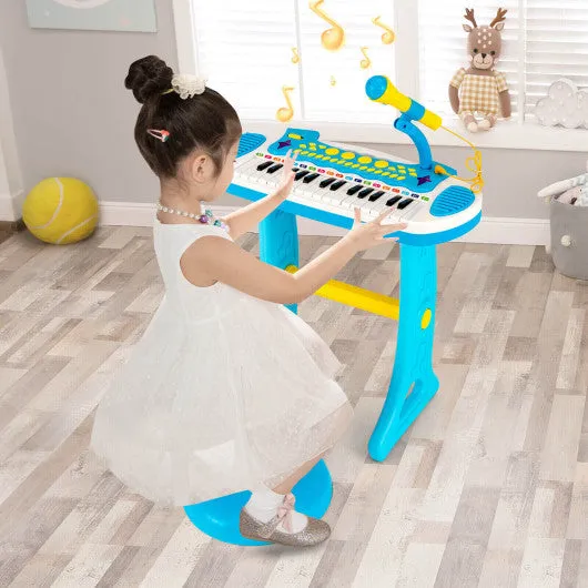 31-Key Kids Piano Keyboard Toy with Microphone and Multiple Sounds for Age 3 -Blue