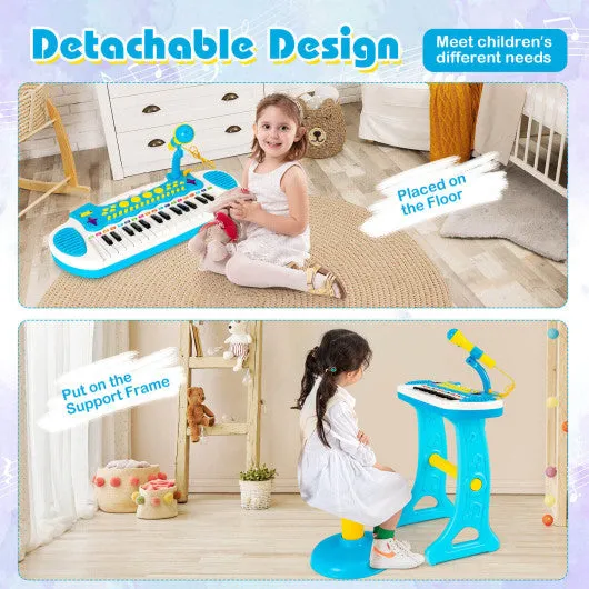 31-Key Kids Piano Keyboard Toy with Microphone and Multiple Sounds for Age 3 -Blue