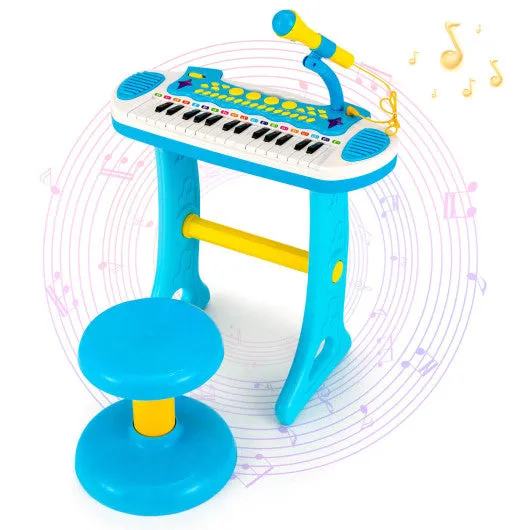 31-Key Kids Piano Keyboard Toy with Microphone and Multiple Sounds for Age 3 -Blue