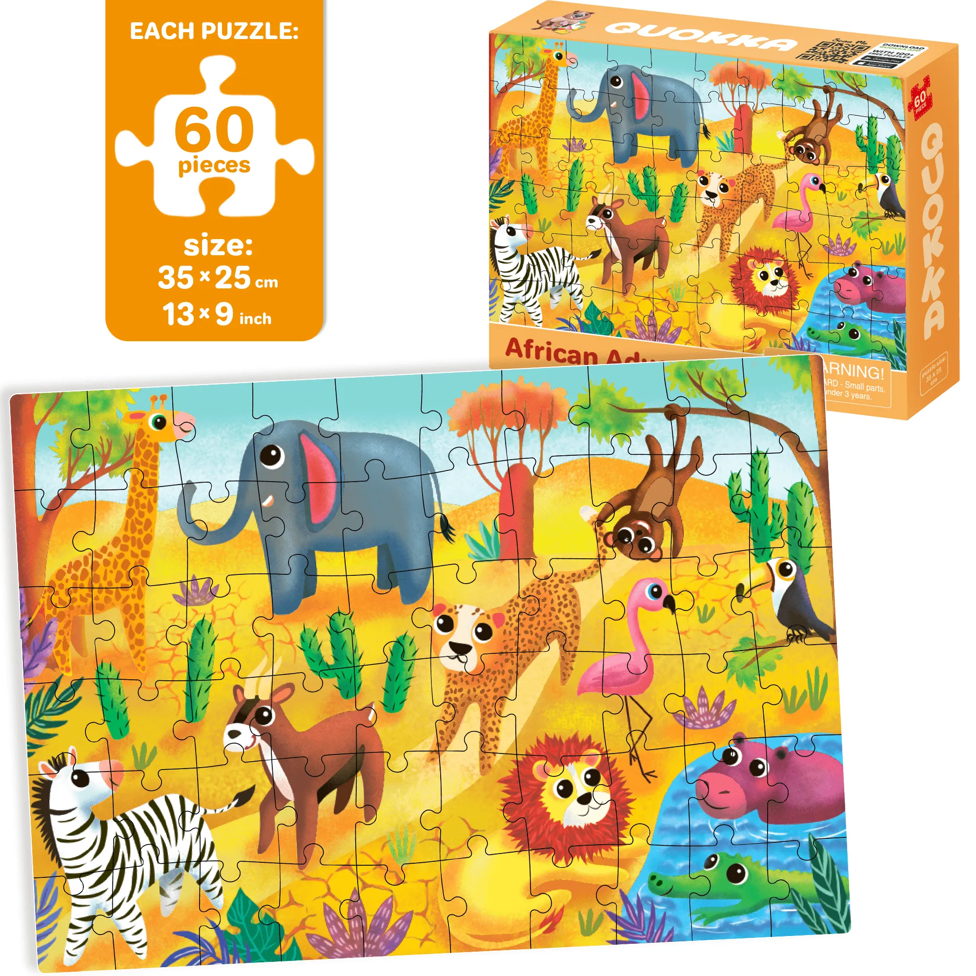 60 Piece Puzzles for Kids | Polar, Farm, Ocean & Safari Animals