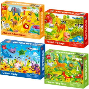 60 Piece Puzzles for Kids | Polar, Farm, Ocean & Safari Animals