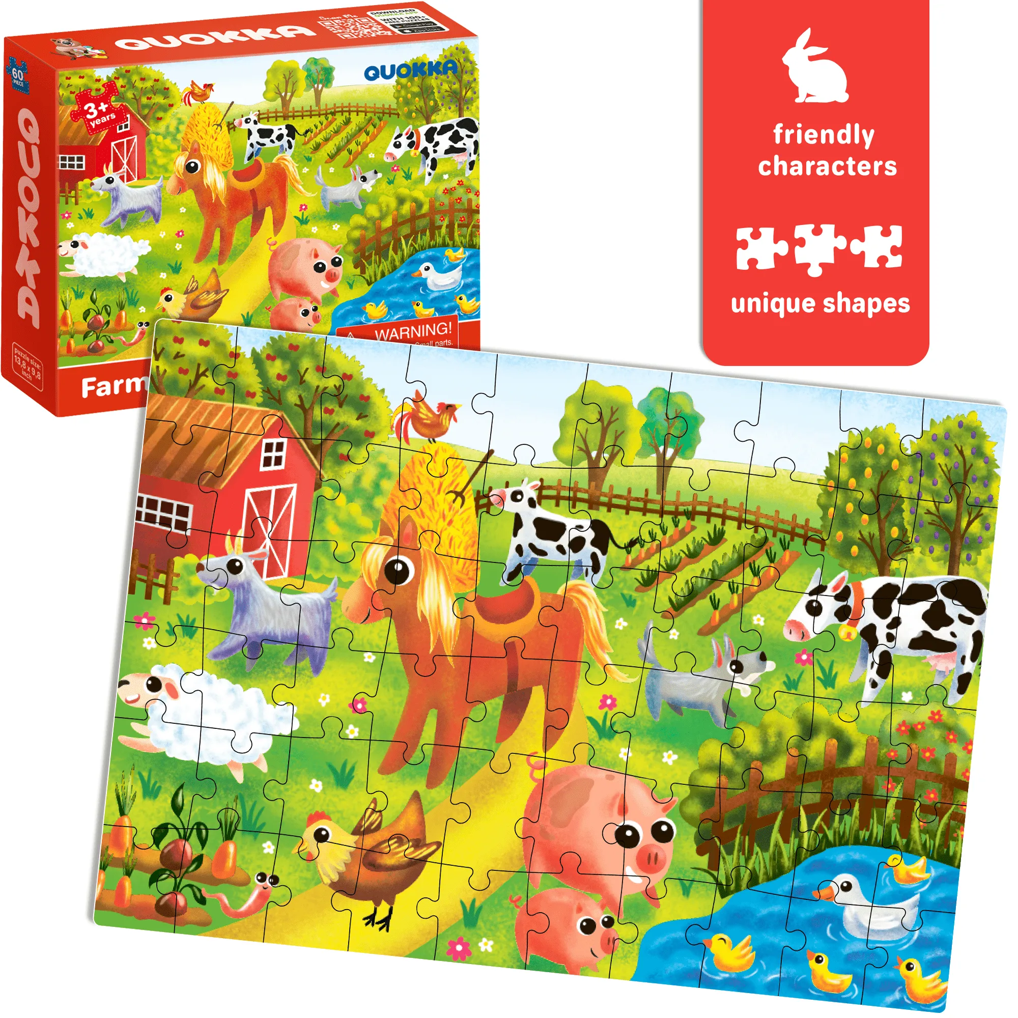 60 Piece Puzzles for Kids | Polar, Farm, Ocean & Safari Animals