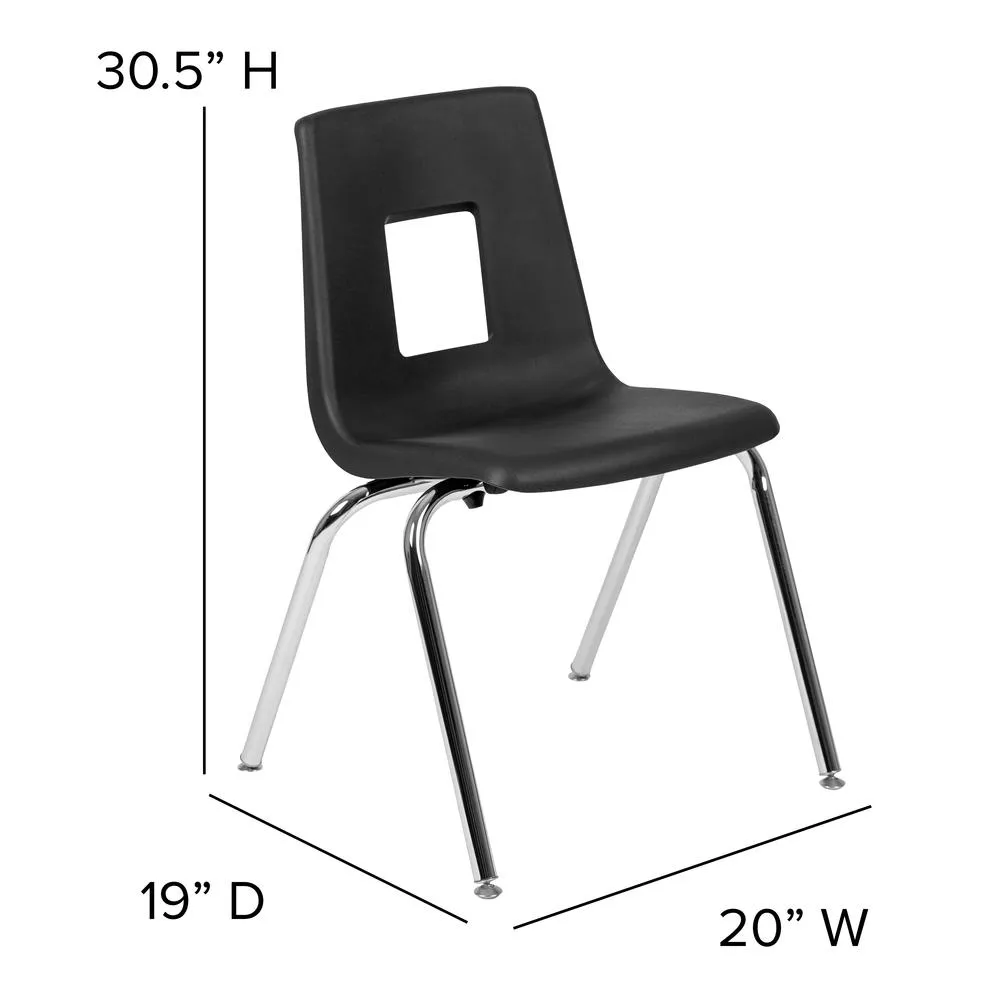 Advantage Black Student Stack School Chair - 18-Inch By Flash Furniture