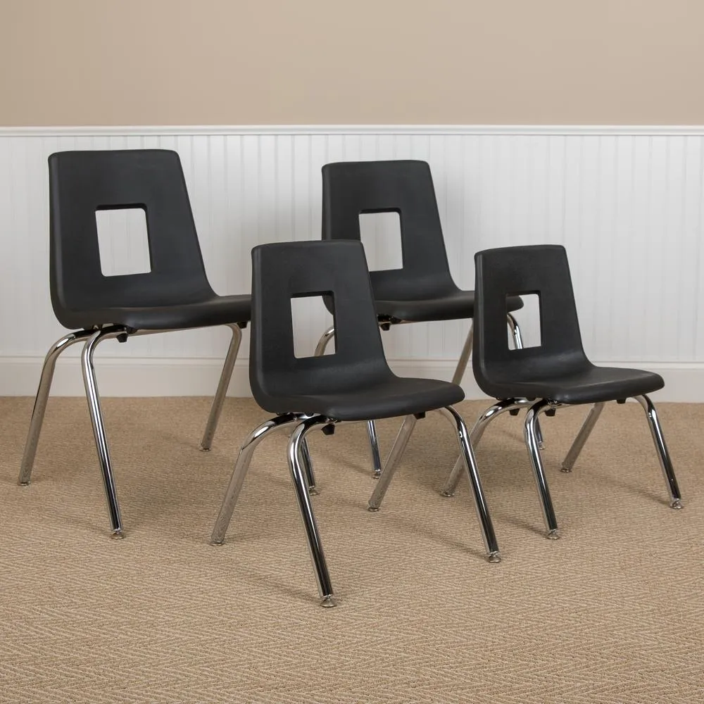 Advantage Black Student Stack School Chair - 18-Inch By Flash Furniture