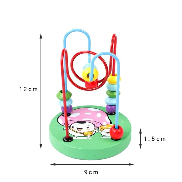 Baby Montessori Educational Math Toy Wooden mini Circles Bead Wire Maze Roller Coaster Abacus Puzzle toys For Kids Boy Girl Gift