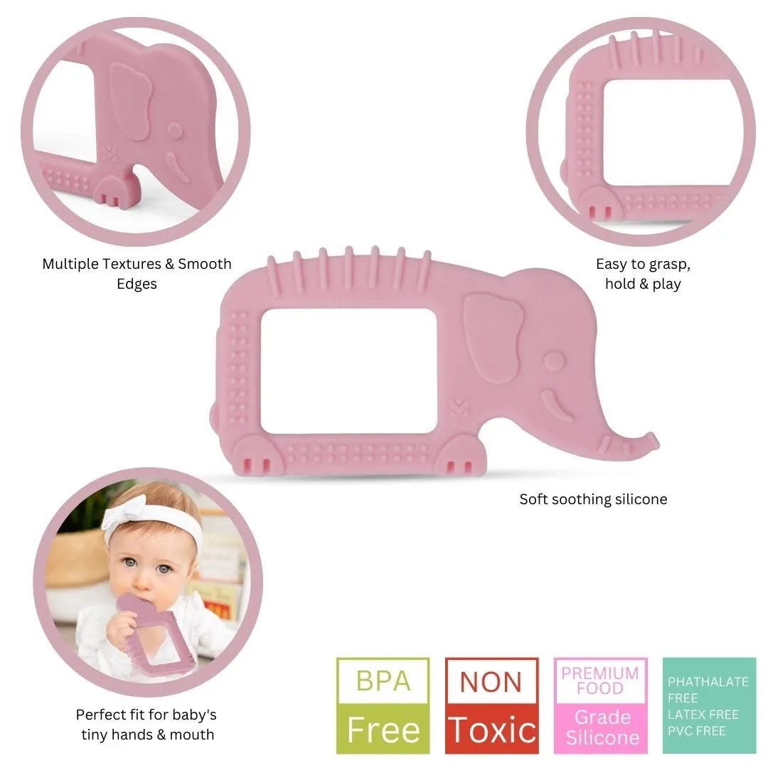 Baby Moo Elephant Soothing Silicon Teether BPA And Toxin Free - Pink