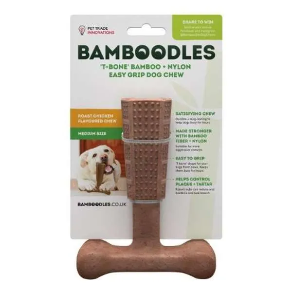 Bamboodles T-Bone Chew Toy For Dogs Chicken Flavour