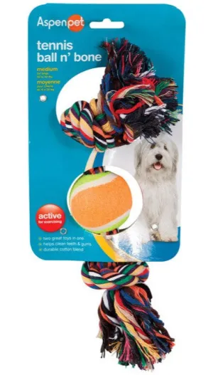 Booda Tennis Ball N' Rope Bone Dog Toy