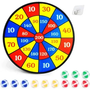 Brier Fun Family Dart Board Games for Kids with Sticky Balls – 14-inch Dartboard and 12 Sticky Balls