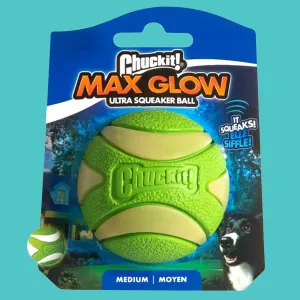 Chuckit! Max Glow Ultra Squeaker Ball 1Pk Medium 6.3cm