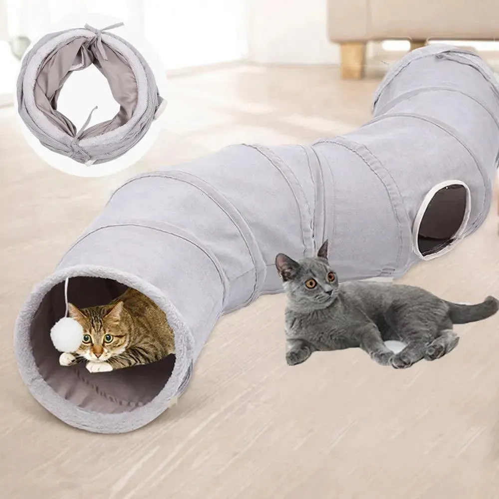 Collapsible Cat Tunnel 3-Way Play Tube Indoor Cats