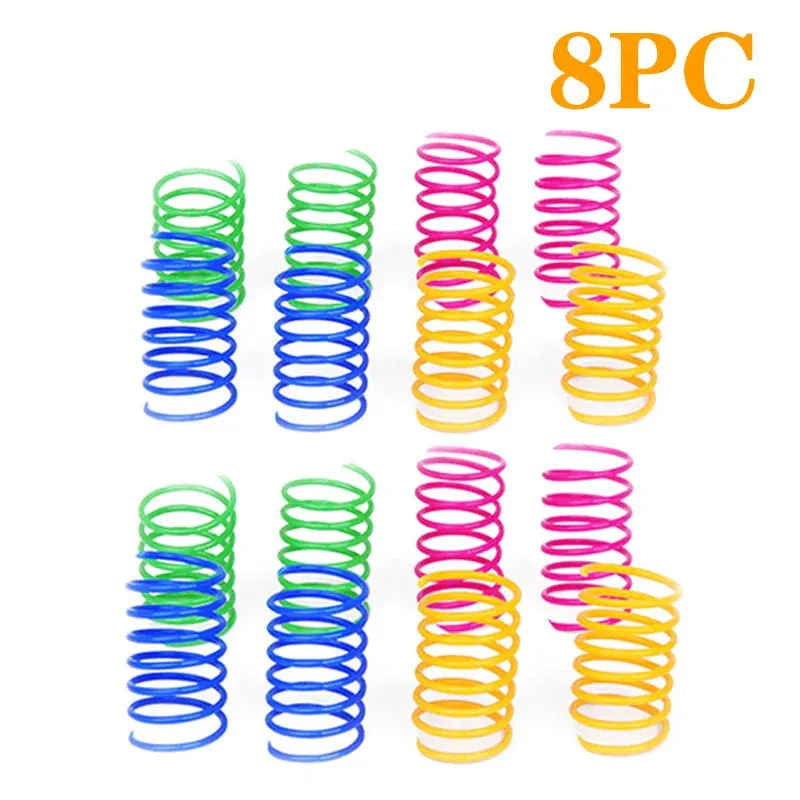 Colorful Plastic Spiral Spring Cat Toys - Interactive Bouncing Pet Play Accessories