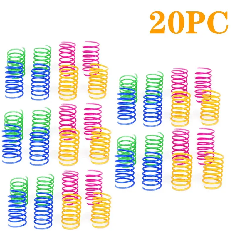 Colorful Plastic Spiral Spring Cat Toys - Interactive Bouncing Pet Play Accessories