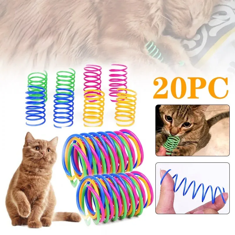 Colorful Plastic Spiral Spring Cat Toys - Interactive Bouncing Pet Play Accessories