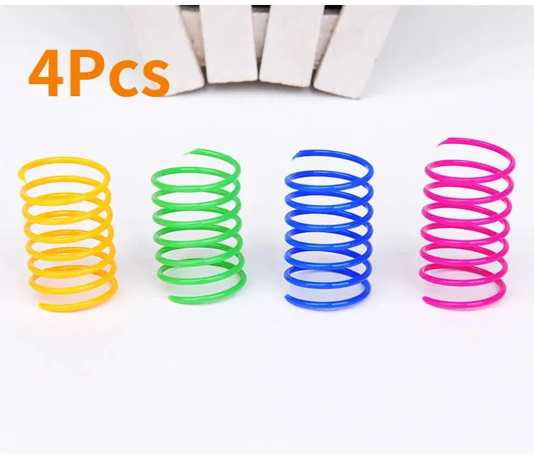 Colorful Plastic Spiral Spring Cat Toys - Interactive Bouncing Pet Play Accessories