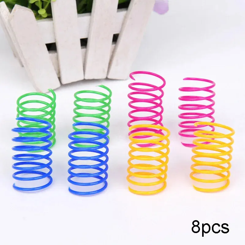 Colorful Plastic Spiral Spring Cat Toys - Interactive Bouncing Pet Play Accessories