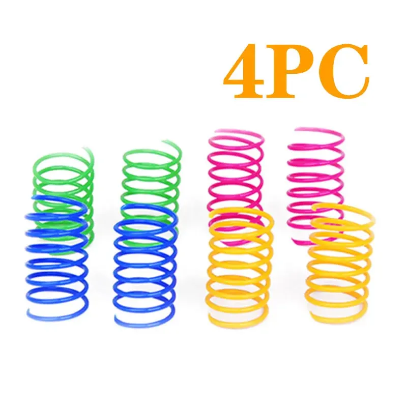 Colorful Plastic Spiral Spring Cat Toys - Interactive Bouncing Pet Play Accessories