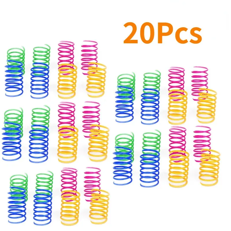 Colorful Plastic Spiral Spring Cat Toys - Interactive Bouncing Pet Play Accessories