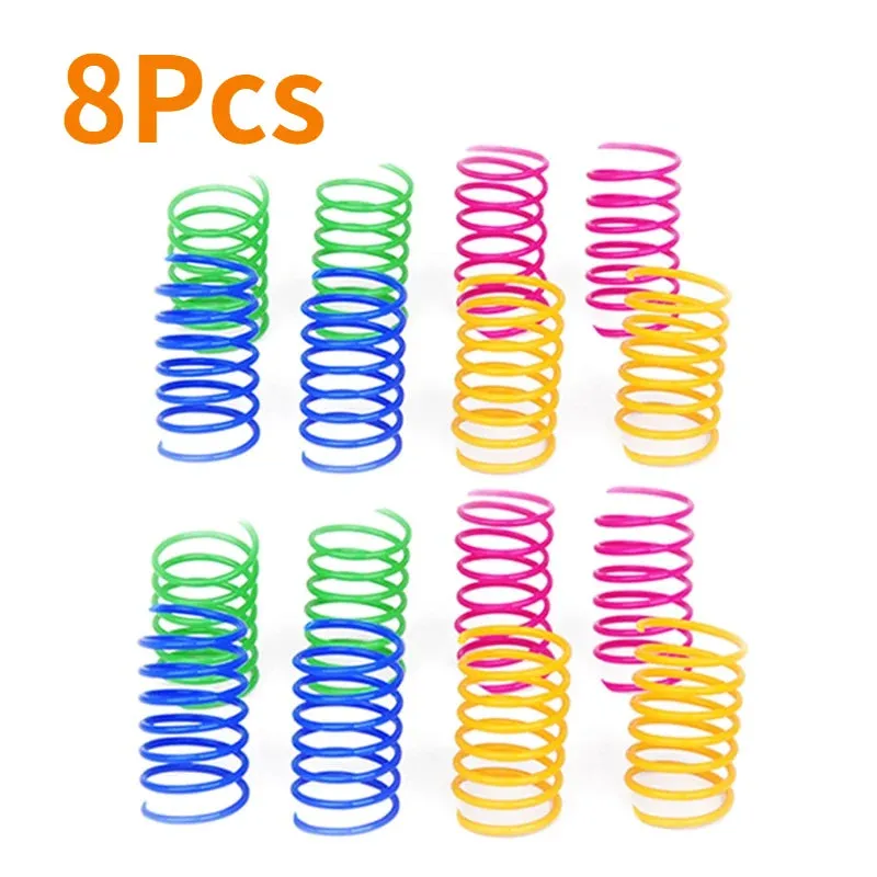 Colorful Plastic Spiral Spring Cat Toys - Interactive Bouncing Pet Play Accessories