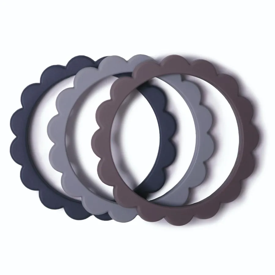 Flower Teething Bracelet, 3-Pack - Steel/Dove Gray/Stone