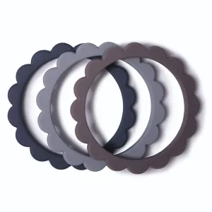 Flower Teething Bracelet, 3-Pack - Steel/Dove Gray/Stone