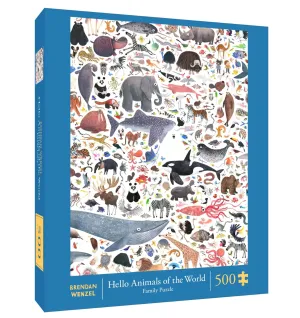 Hello Animals of The World 500-Piece Family Puzzle – Brendan Wenzel