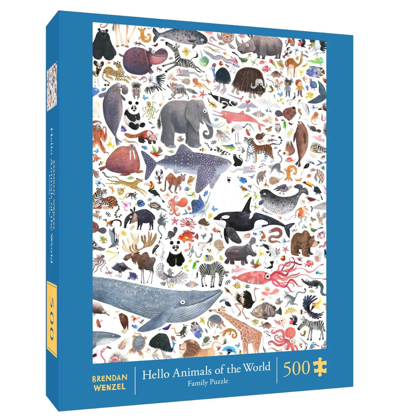 Hello Animals of The World 500-Piece Family Puzzle – Brendan Wenzel