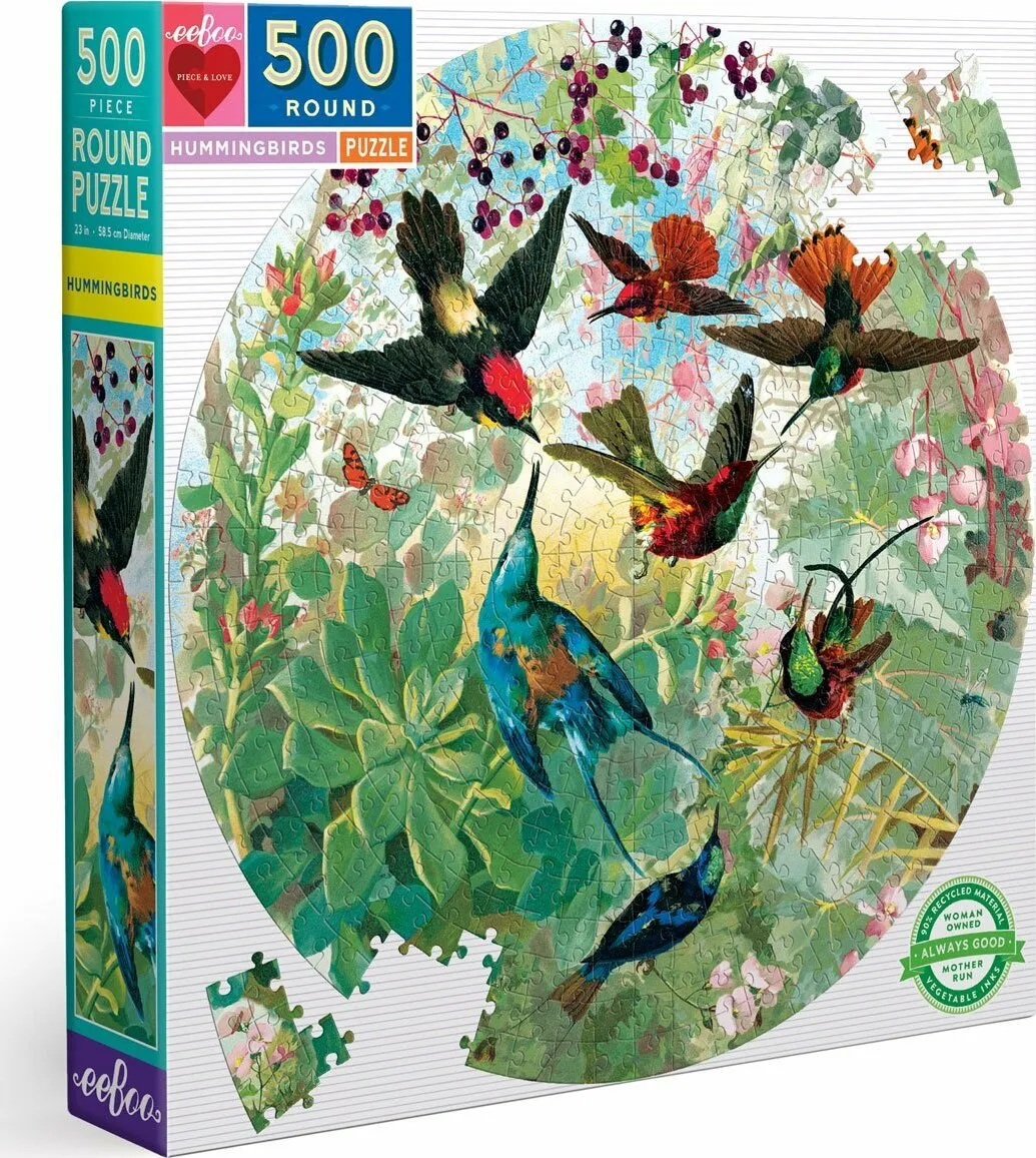 Hummingbirds 500 Piece Round Puzzle