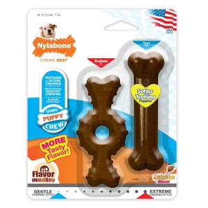 Nylabone Puppy Chew - Twin Pack Wolf Ring/Flexi Combo