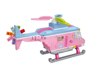 Pink Helicopter Building Block Puzzle Toy