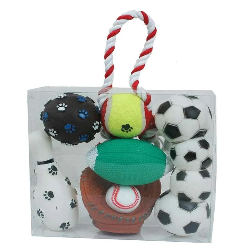 Sports Themed Pet Toy Set Playtime