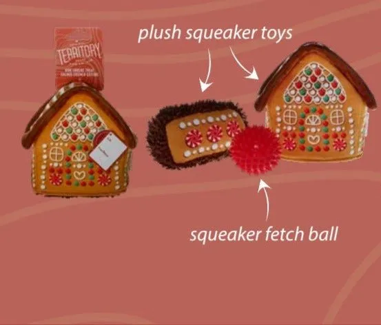 Territory 3 in 1 Gingerbread House Holiday Dog Toy