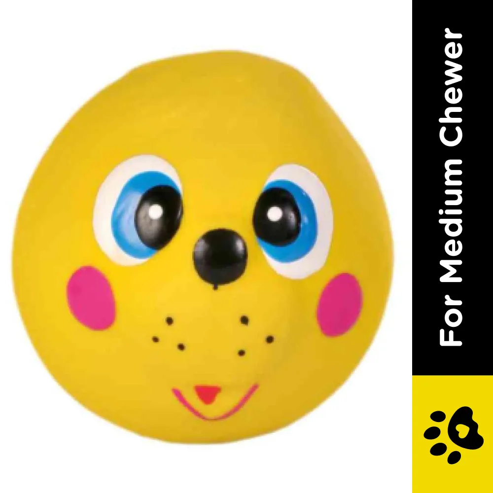 Trixie Animal Faces Latex Ball Toy for Dogs (Yellow)