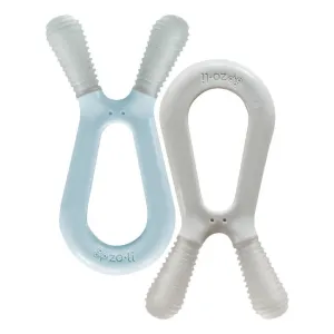 zoli baby bunny teether 2pk - mist/ash